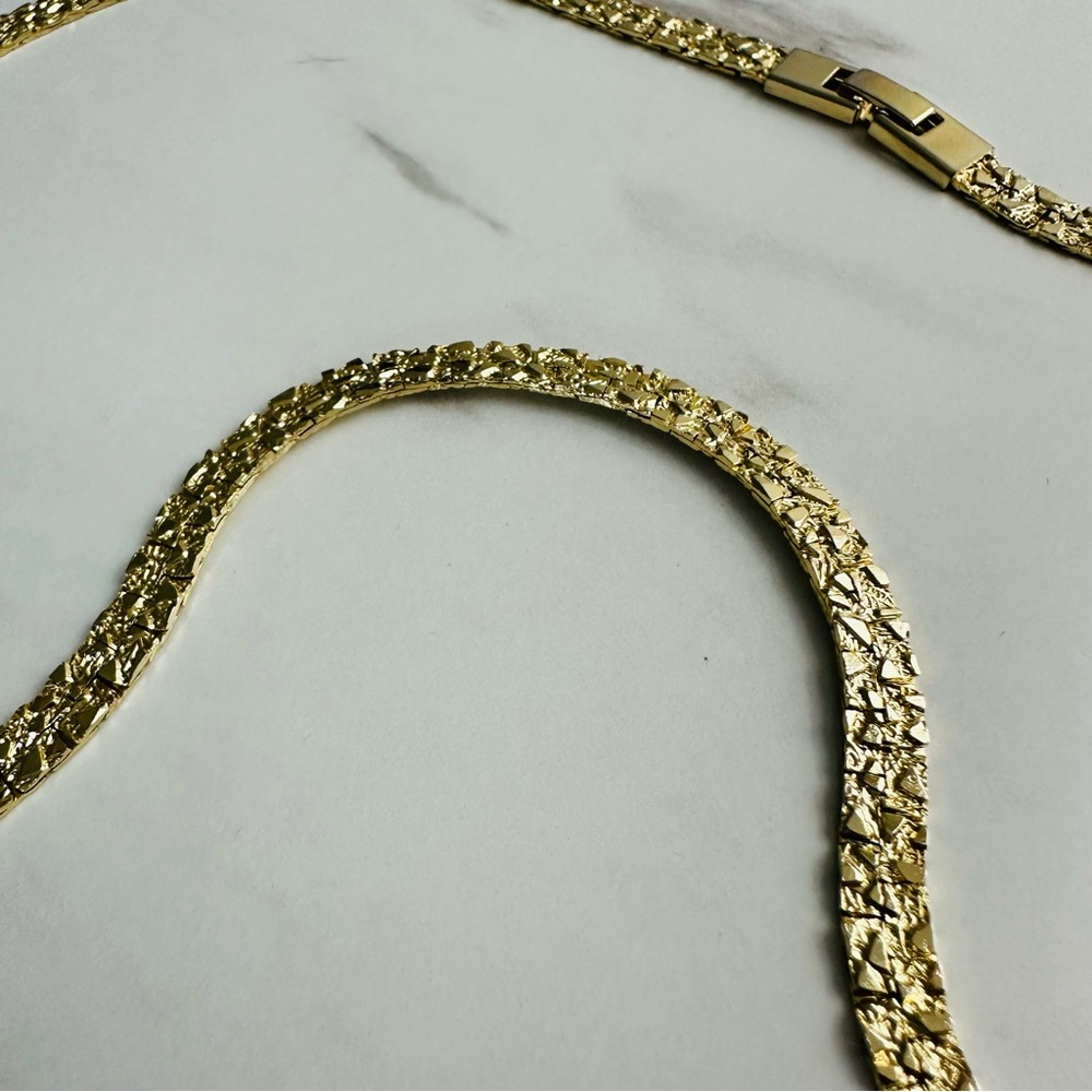 Golden Nugget Style Vintage 24” Gold Plated Necklace - Picture 9 of 13
